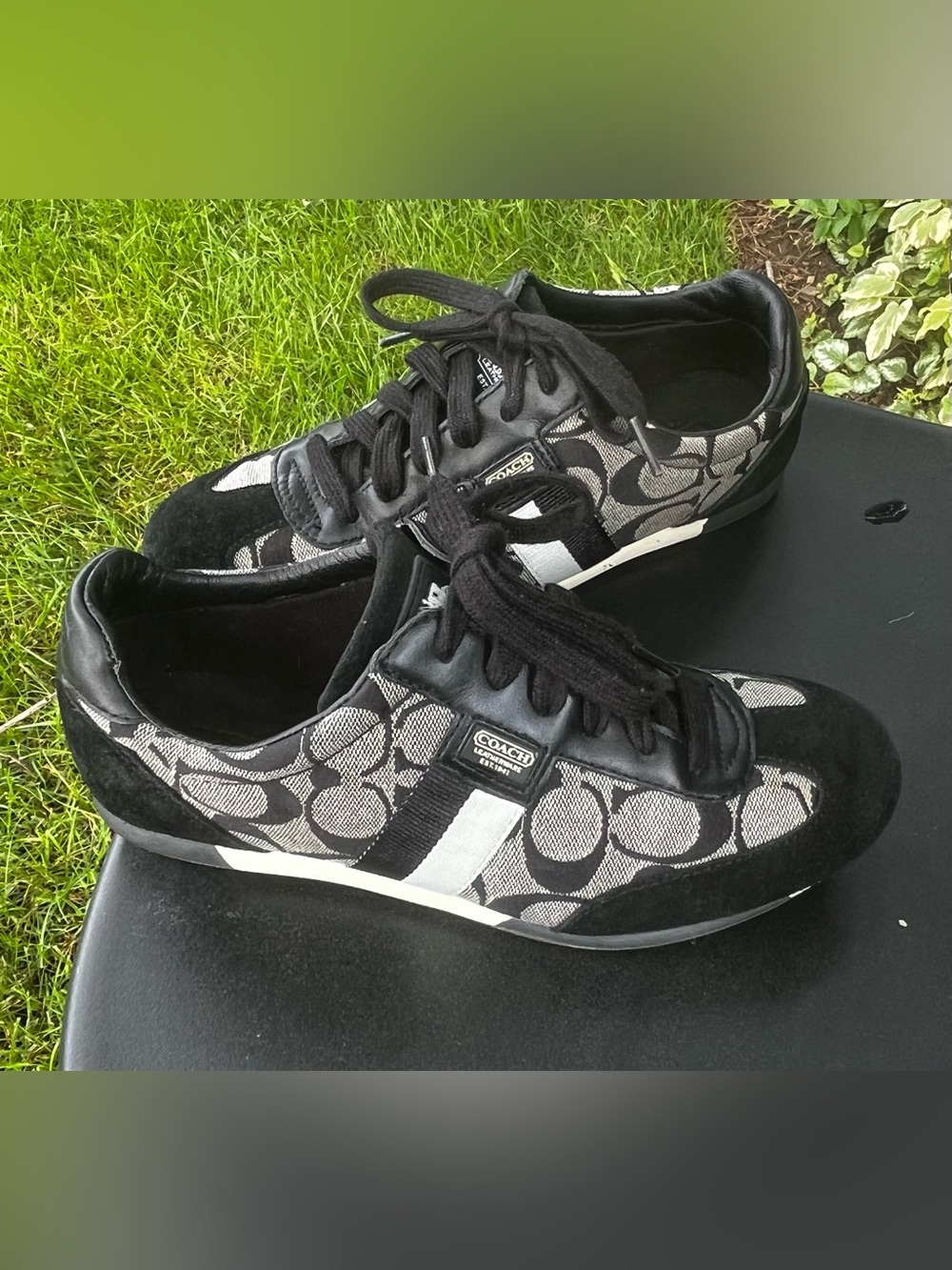 Coach Y2K Joss Black & Gray canvas/suede Signature Sneakers size 6.5